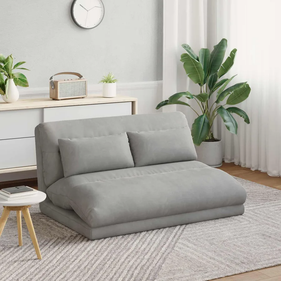 Fauteuil de sol ajustable Gris clair Velours