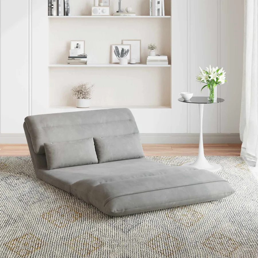 Fauteuil de sol ajustable Gris clair Velours - 3
