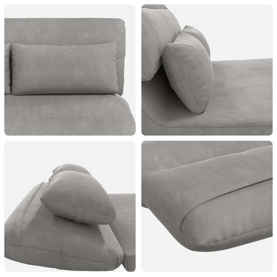 Fauteuil de sol ajustable Gris clair Velours - 7