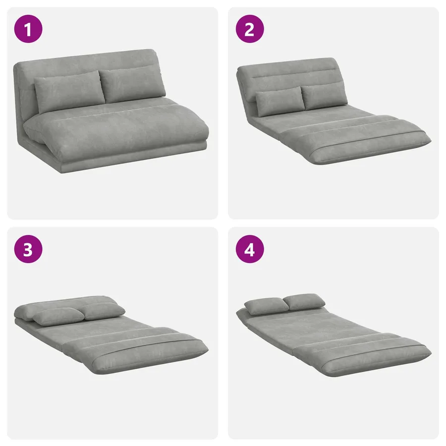 Fauteuil de sol ajustable Gris clair Velours - 9