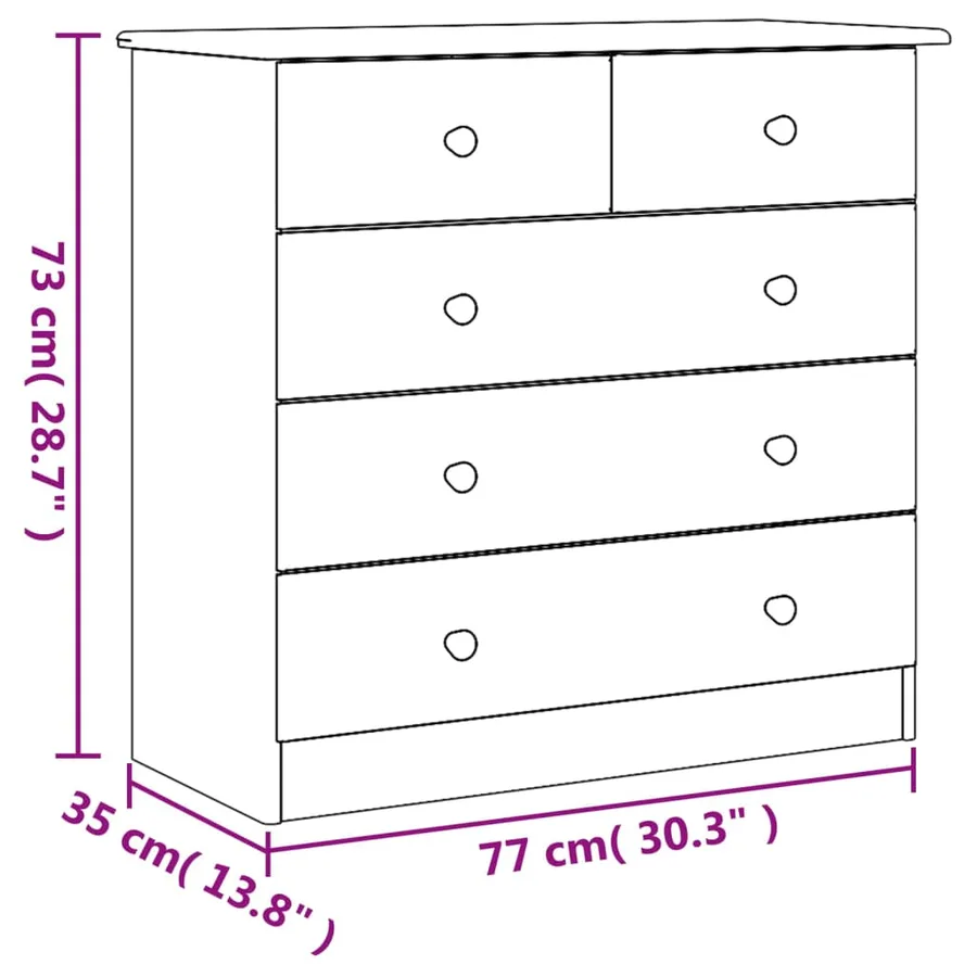 Commode ALTA 77x35x73 cm bois massif de pin - 9