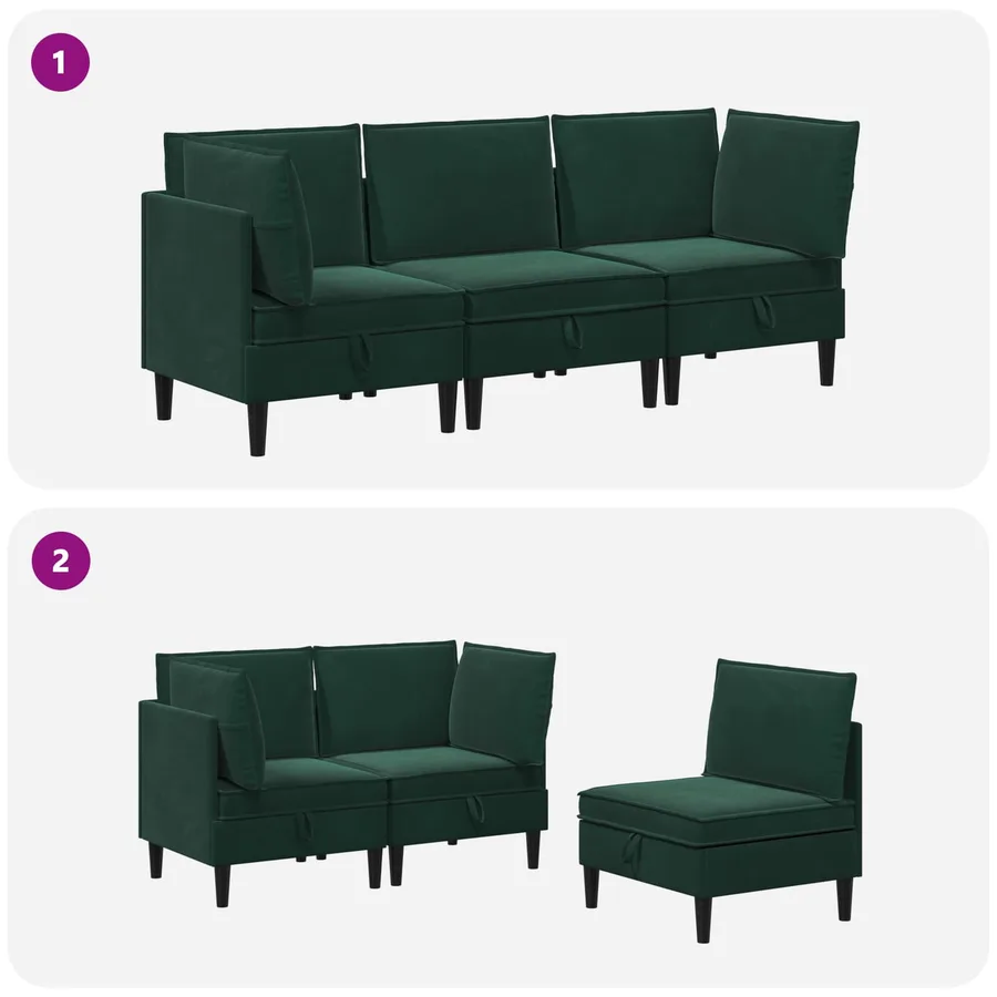 Ensemble de meubles pour le salon 3 pcs Vert foncé Velours - 10
