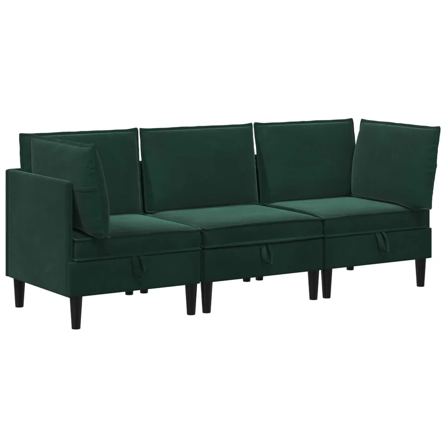 Ensemble de meubles pour le salon 3 pcs Vert foncé Velours - 2