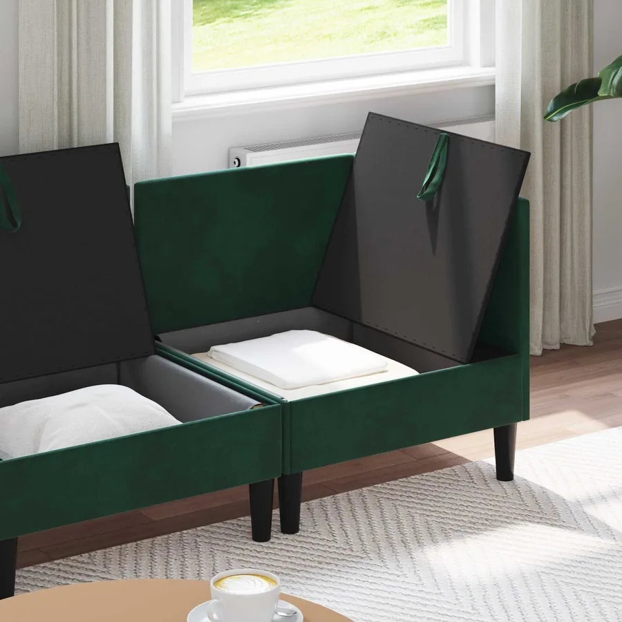 Ensemble de meubles pour le salon 3 pcs Vert foncé Velours - 3