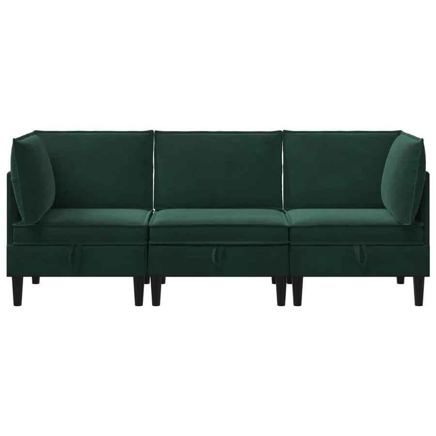 Ensemble de meubles pour le salon 3 pcs Vert foncé Velours - 7
