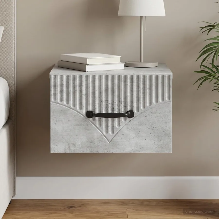 Cabinet de chevet mural Gris béton 34,5 x 33 x 20 cm