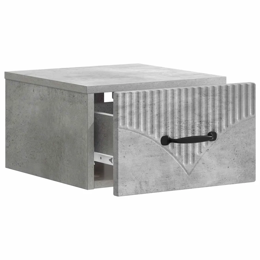 Cabinet de chevet mural Gris béton 34,5 x 33 x 20 cm - 4