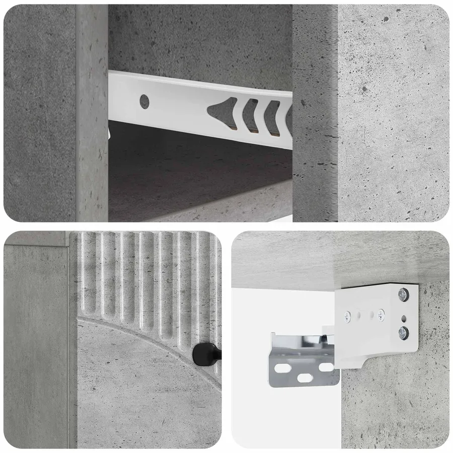 Cabinet de chevet mural Gris béton 34,5 x 33 x 20 cm - 8