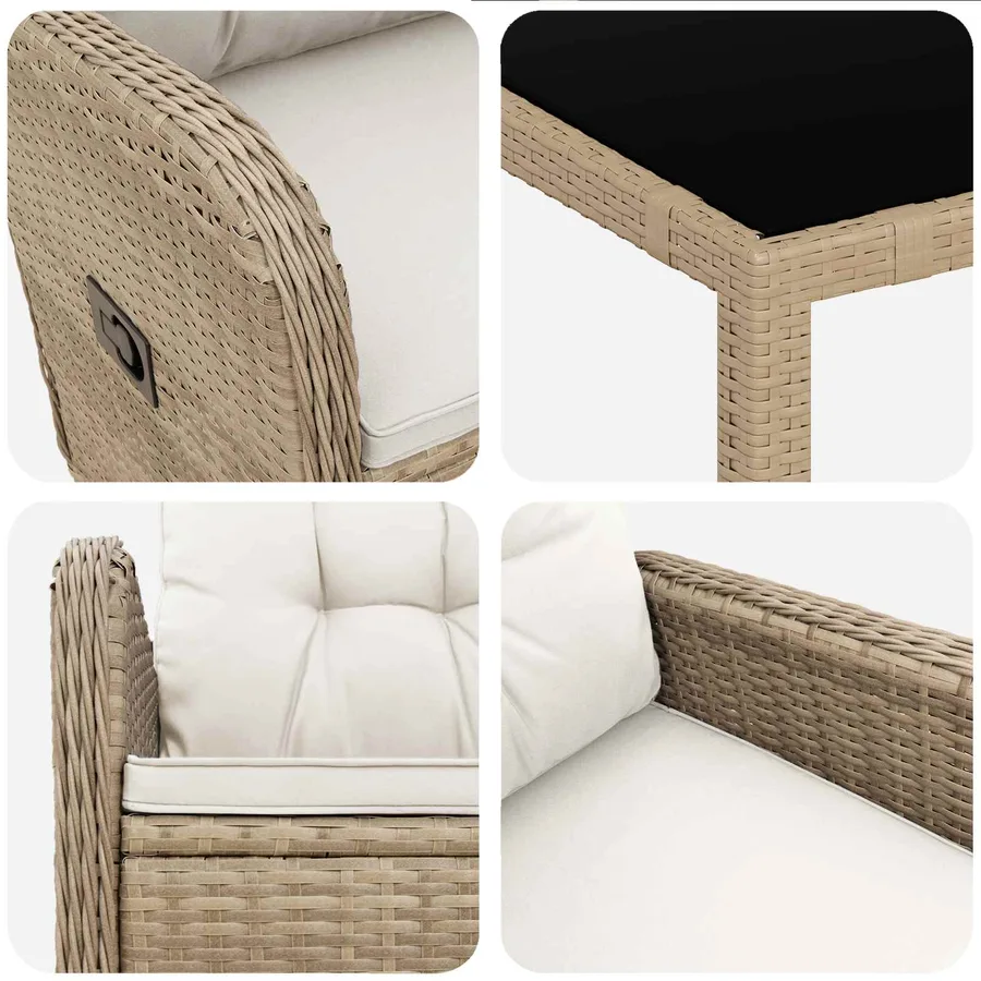 Ensemble de repas extérieur 5 pcs Beige et blanc crème - 7