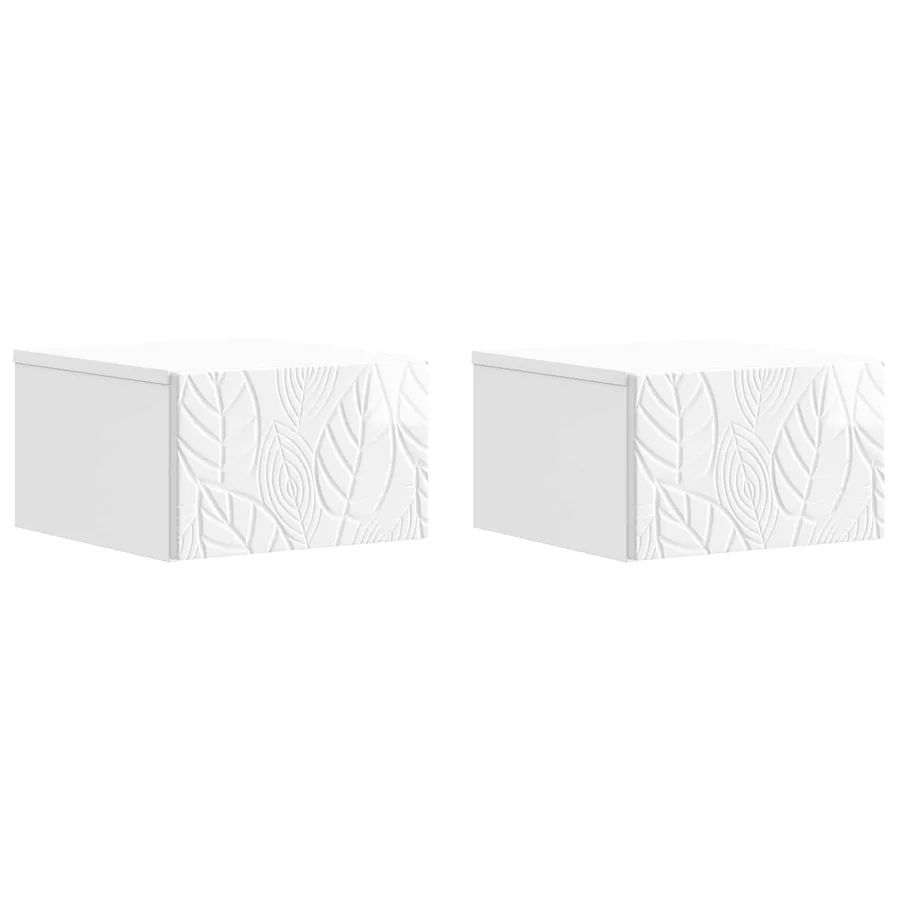 Cabinet de chevet mural 2 pcs Blanc brillant 49 x 34,5 x 20 cm - 2