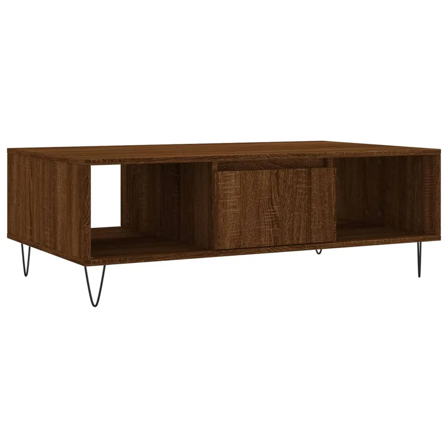 Table basse chêne marron 104x60x35 cm bois d'ingénierie - 2