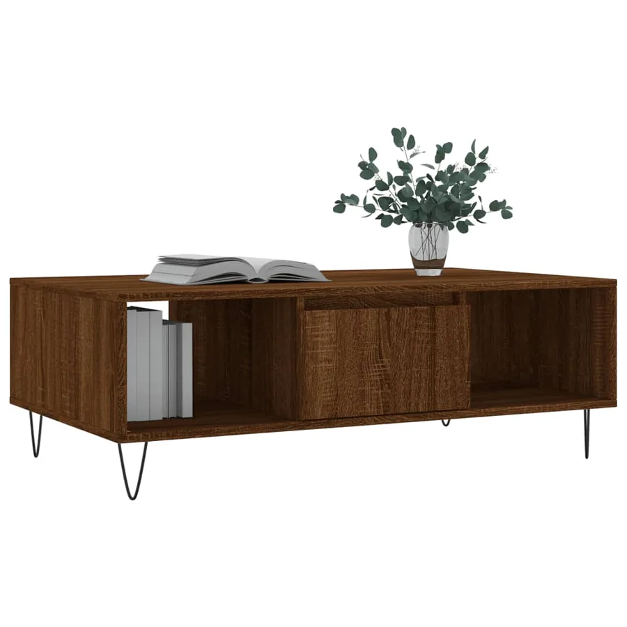 Table basse chêne marron 104x60x35 cm bois d'ingénierie - 3
