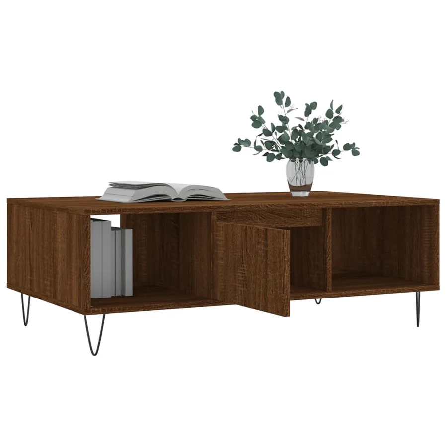 Table basse chêne marron 104x60x35 cm bois d'ingénierie - 4
