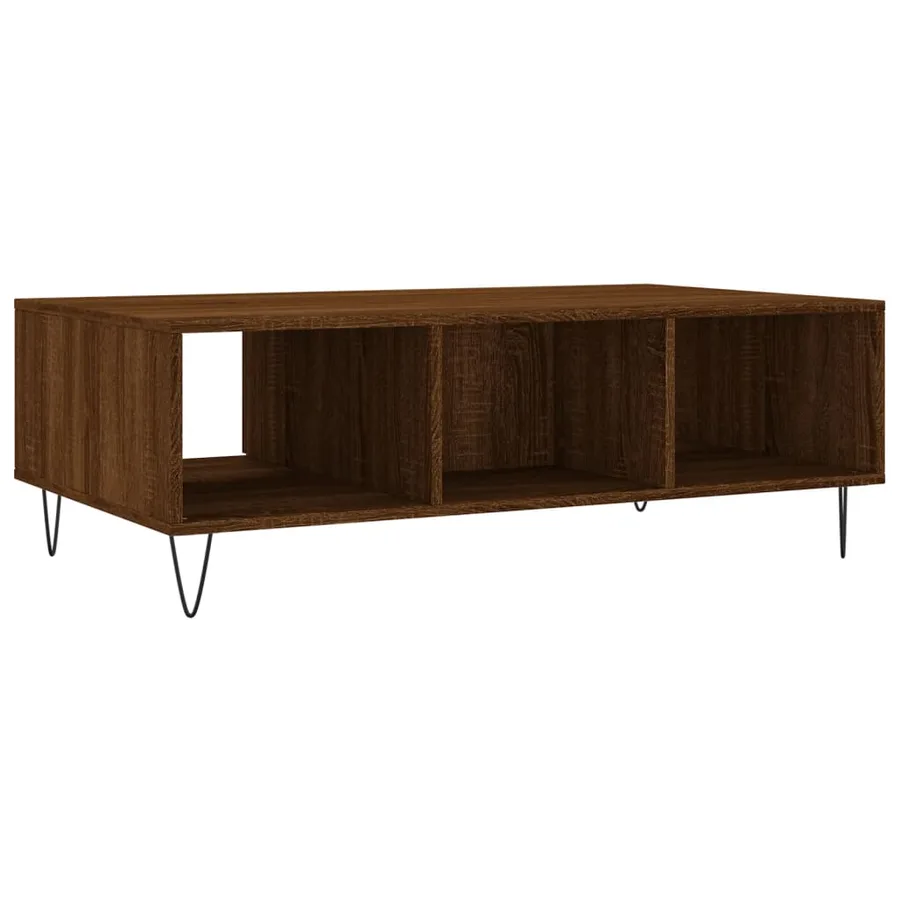 Table basse chêne marron 104x60x35 cm bois d'ingénierie - 8