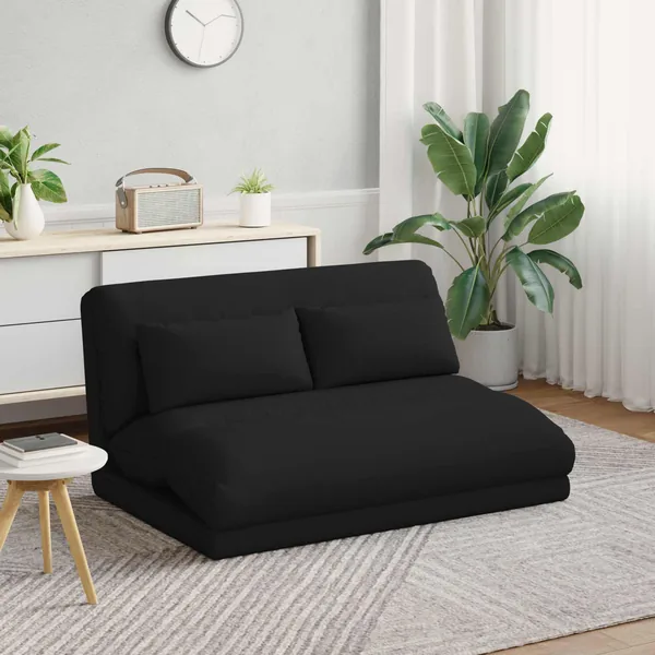 Fauteuil de sol ajustable Noir Tissu