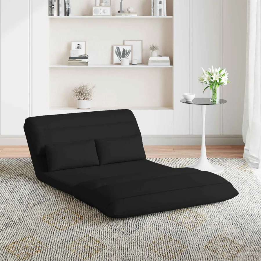 Fauteuil de sol ajustable Noir Tissu - 3