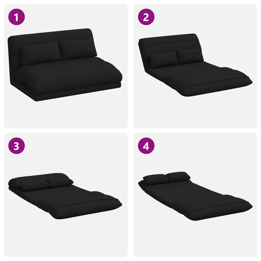 Fauteuil de sol ajustable Noir Tissu - 9