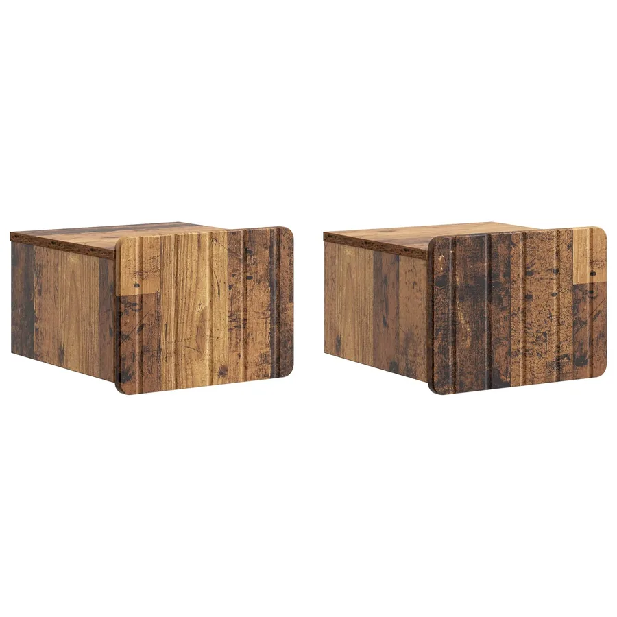 Cabinet de chevet mural 2 pcs Bois ancien 33 x 34,5 x 24 cm - 2