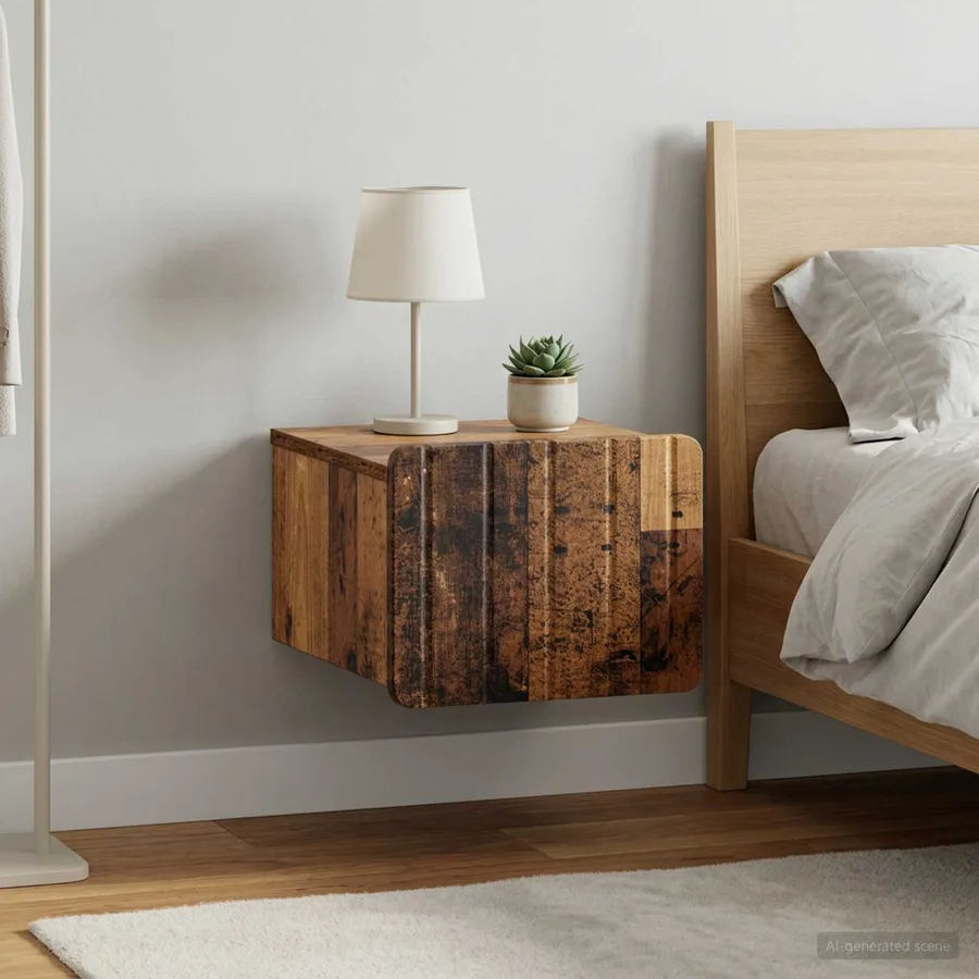 Cabinet de chevet mural 2 pcs Bois ancien 33 x 34,5 x 24 cm - 4