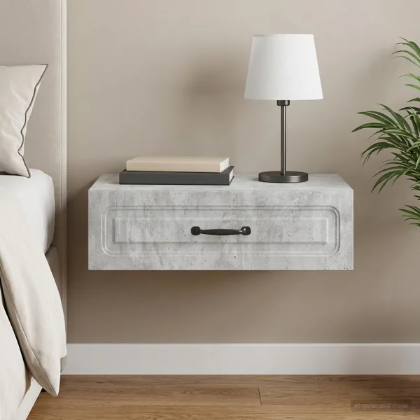 Table d'appoint murale Gris béton 59 x 34,5 x 17 cm