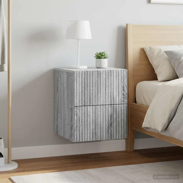 Cabinet de chevet mural 2 pcs Sonoma gris 33 x 34,5 x 40 cm