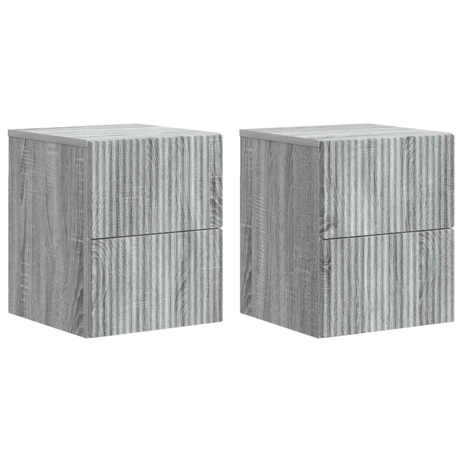 Cabinet de chevet mural 2 pcs Sonoma gris 33 x 34,5 x 40 cm - 2