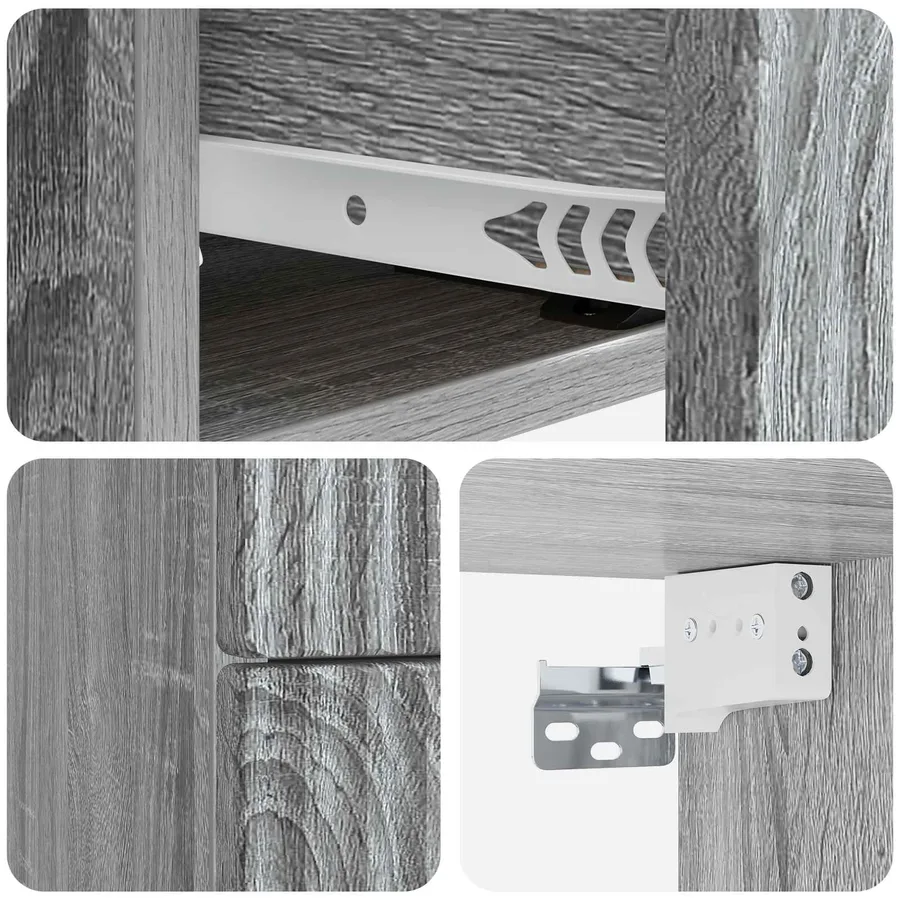 Cabinet de chevet mural 2 pcs Sonoma gris 33 x 34,5 x 40 cm - 8