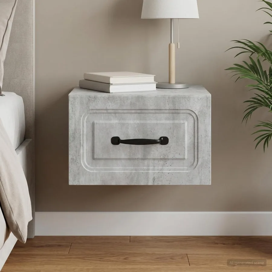 Cabinet de chevet mural Gris béton 34,5 x 33 x 20 cm