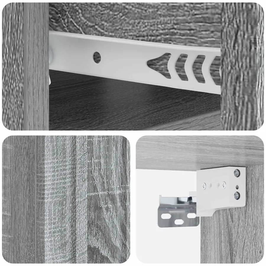 Cabinet de chevet mural Sonoma gris 49 x 34,5 x 24 cm - 8