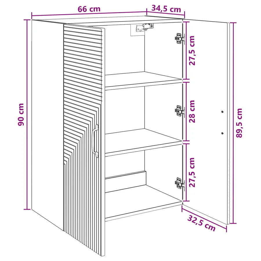 Armoire Murale Blanc brillant 66 x 34,5 x 90 cm - 9