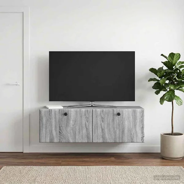 Meuble TV mural 98 x 31 x 30 cm Sonoma gris Bois d'ingénierie