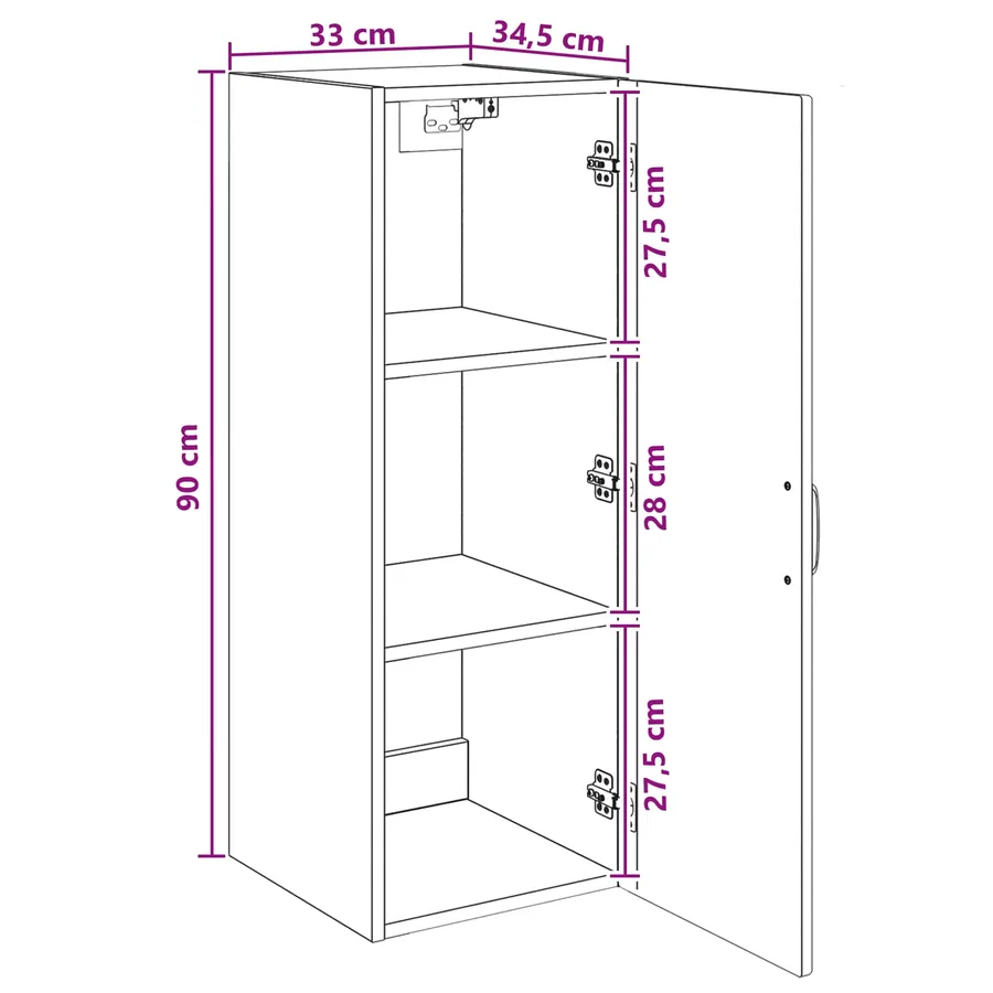 Armoire Murale 33 x 34,5 x 90 cm Bois d'ingénierie - 8