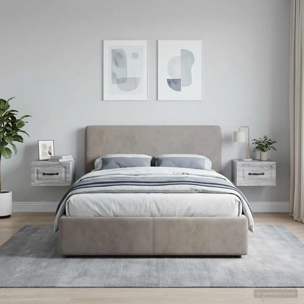 Cabinet de chevet mural 2 pcs Sonoma gris 34,5 x 33 x 20 cm