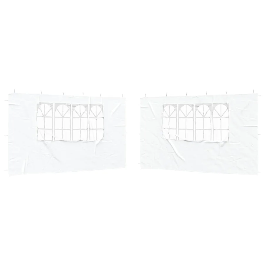 Mur de tente de fête 2 pcs 400 x 195 cm Blanc PE et acier - 2