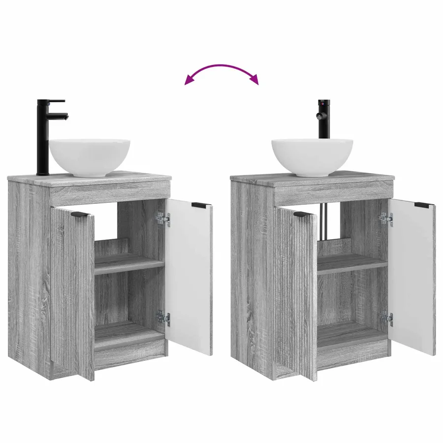 Meuble de salle de bain avec évier Sonoma gris 54 x 35 x 83 cm - 11