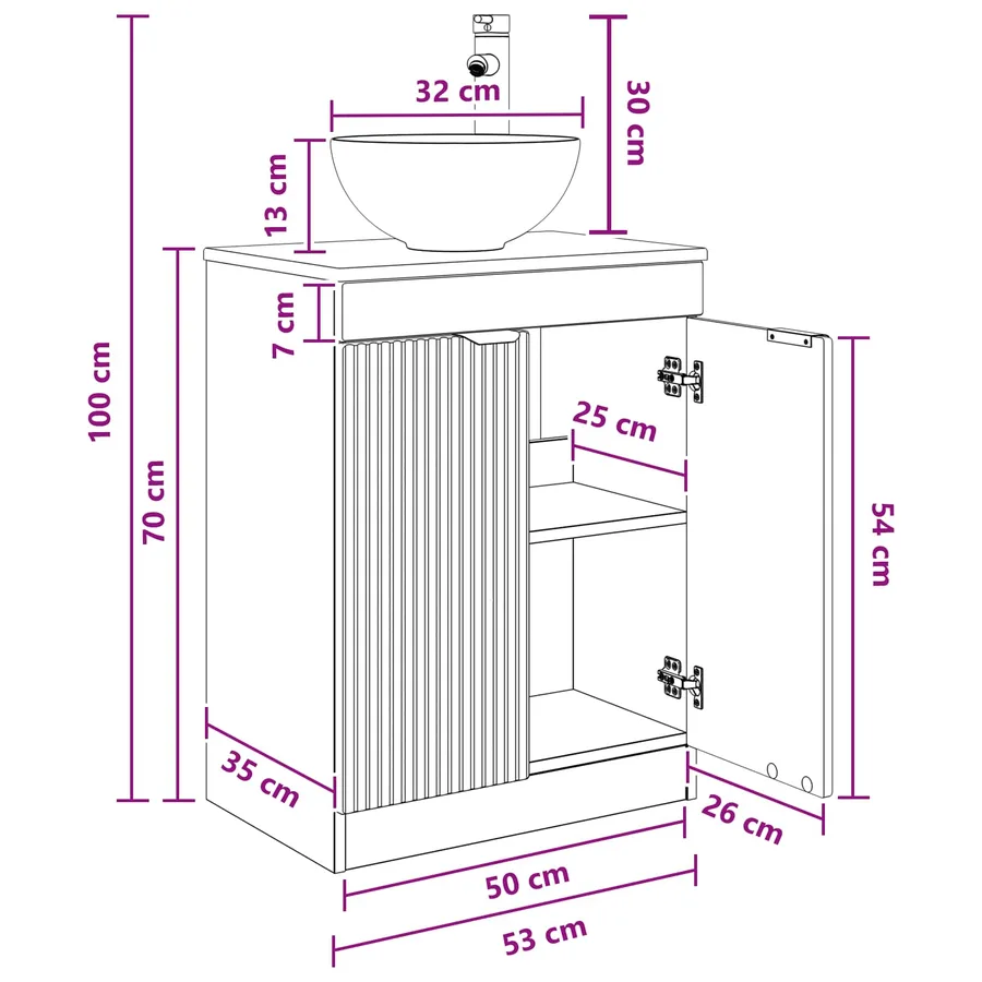 Meuble de salle de bain avec évier Sonoma gris 54 x 35 x 83 cm - 13