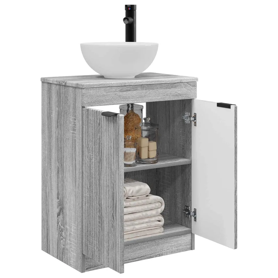 Meuble de salle de bain avec évier Sonoma gris 54 x 35 x 83 cm - 3