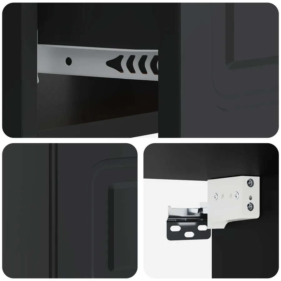 Cabinet de chevet mural avec tiroir Noir 49 x 34,5 x 20 cm - 8