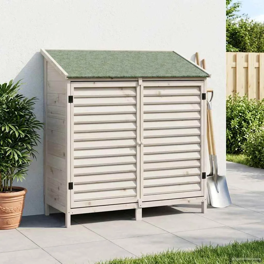 Abri de jardin Blanc 106 x 56 x 113,5 cm Bois de Sapin Massif - 3