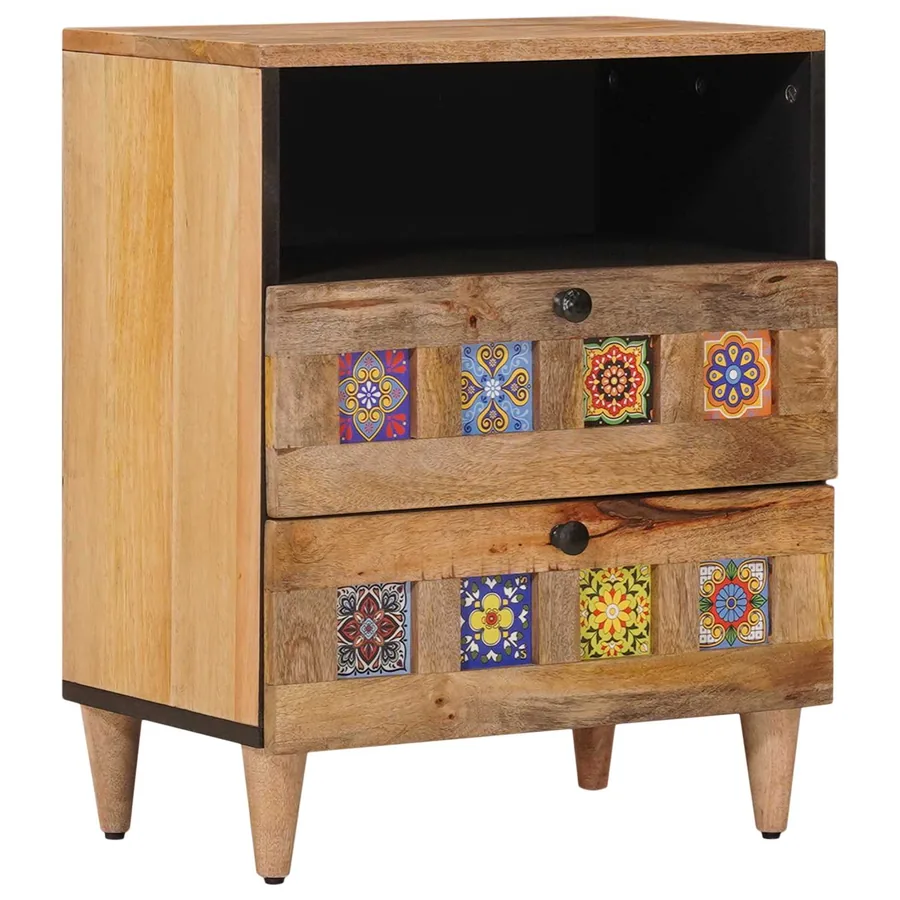 Cabinet de chevet Naturel 50 x 33 x 62 cm Bois de mangue massif