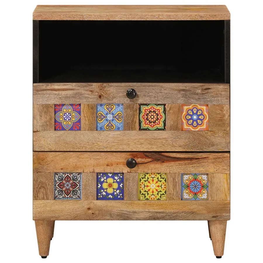 Cabinet de chevet Naturel 50 x 33 x 62 cm Bois de mangue massif - 3