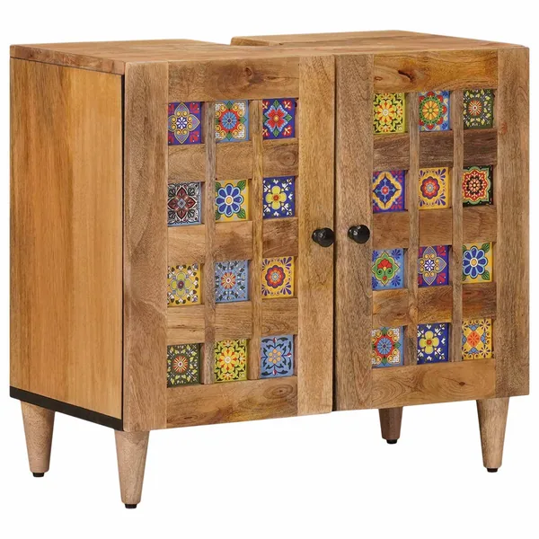 Meuble sous Lavabo de Salle de Bain Naturel 62 x 33 x 58 cm