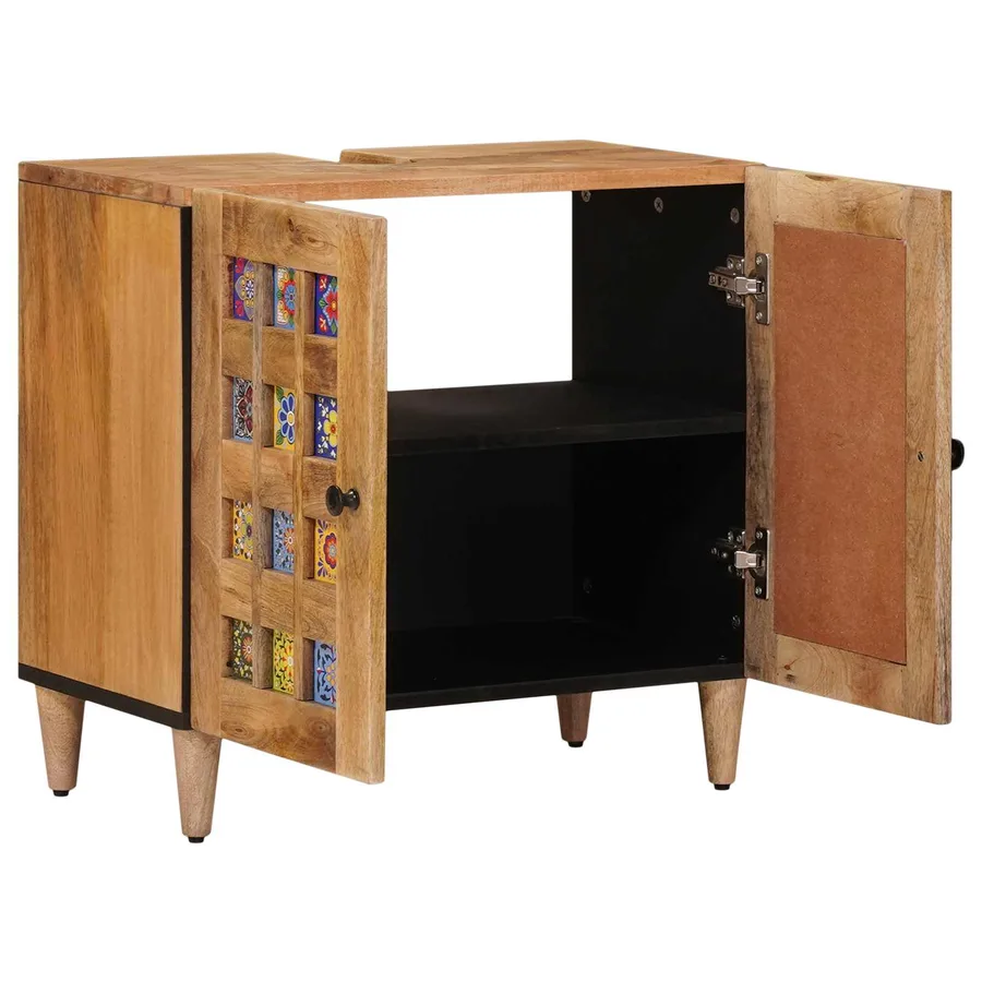Meuble sous Lavabo de Salle de Bain Naturel 62 x 33 x 58 cm - 2