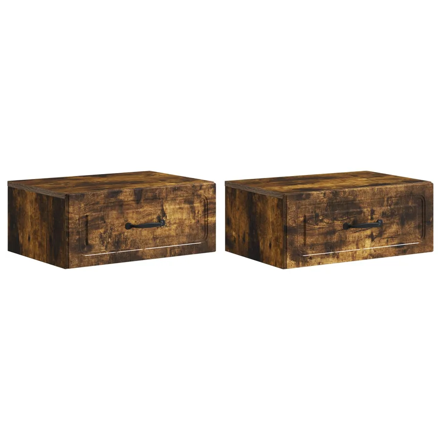 Cabinet de chevet mural 2 pcs Chêne fumé 49 x 34,5 x 20 cm - 2