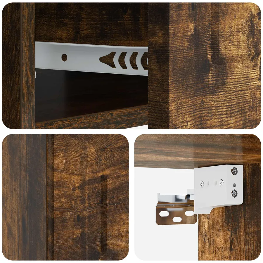Cabinet de chevet mural 2 pcs Chêne fumé 49 x 34,5 x 20 cm - 8