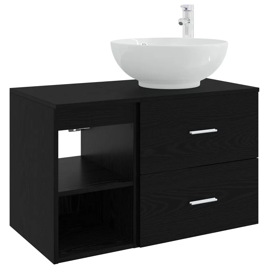 Ensemble de mobilier de salle de bain 2 pcs Chêne noir - 2