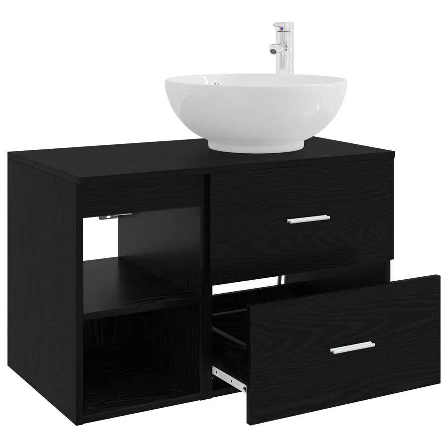 Ensemble de mobilier de salle de bain 2 pcs Chêne noir - 4