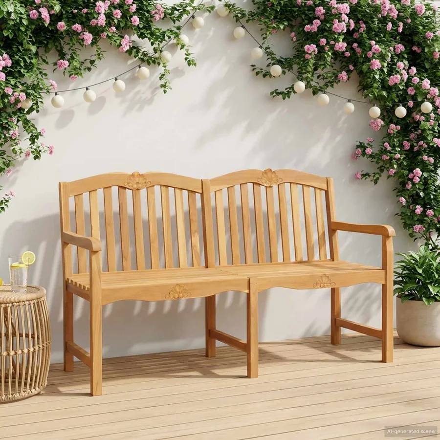 Banc en Bois Sculpté en Rose 150 x 60,5 x 95 cm Naturel