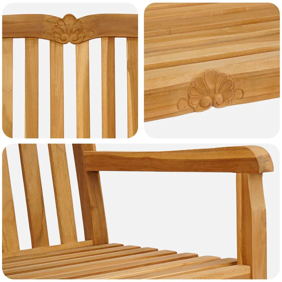 Banc en Bois Sculpté en Rose 150 x 60,5 x 95 cm Naturel - 6