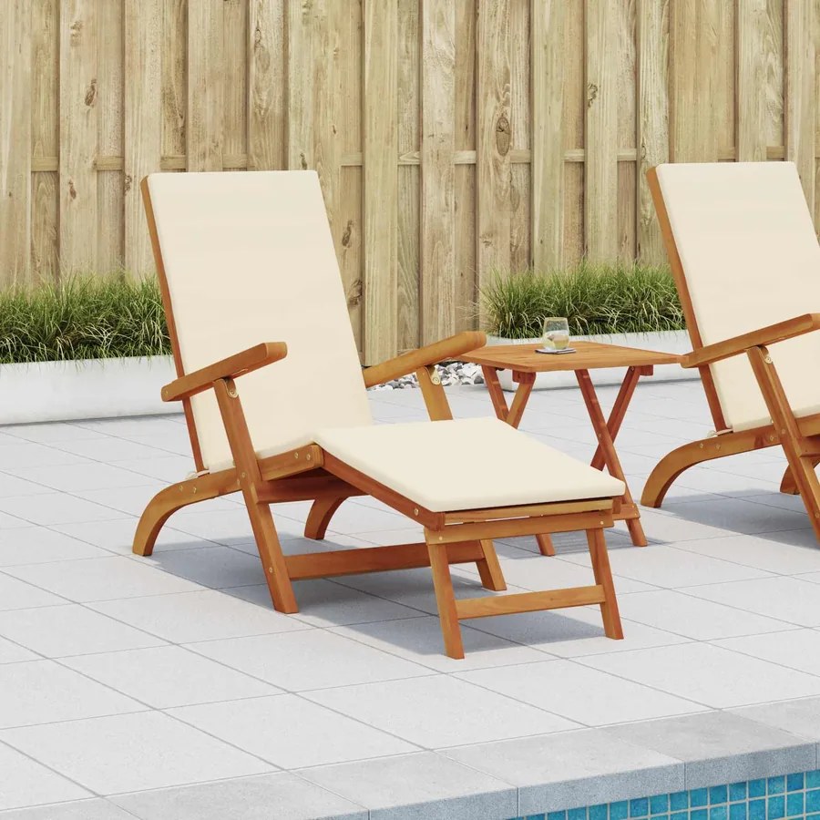 Chaise longue inclinable et pliable 2 pcs Crème blanc